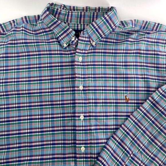 Ralph Lauren Mens Big Tall Plaid Button Down Shirt Long Sleeve Classic Fit 2XB - Picture 1 of 6
